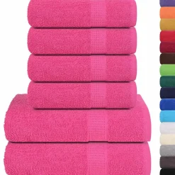 Linnengoed*vidaXL 6-delige Handdoekenset FROGN 360 g/m² Roze