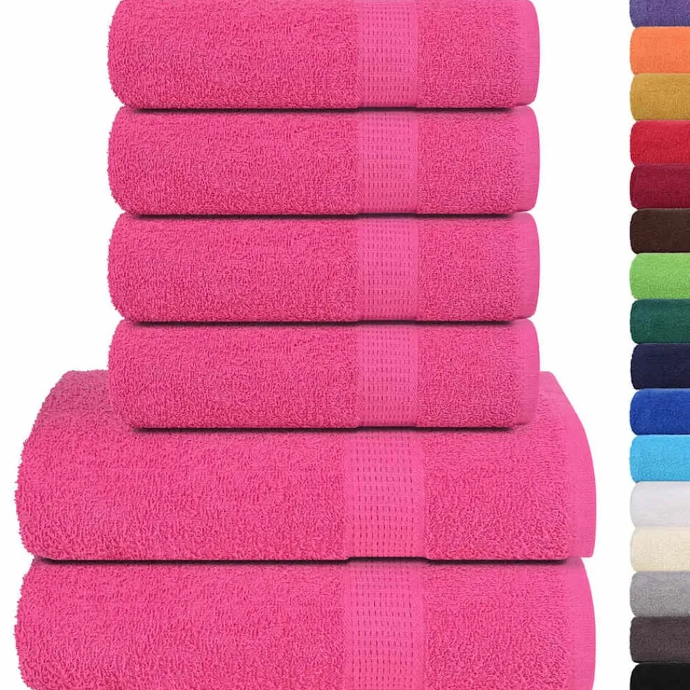 Linnengoed*vidaXL 6-delige Handdoekenset FROGN 360 g/m² Roze