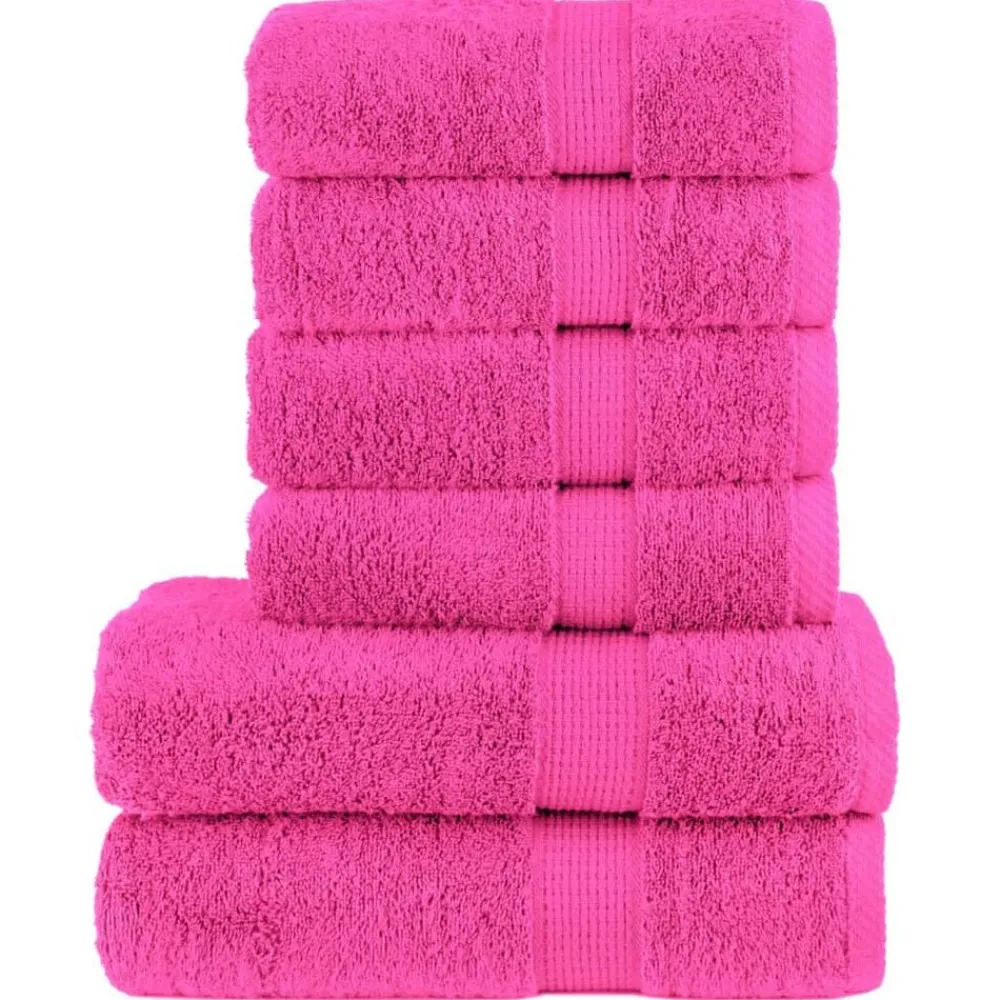 Linnengoed*vidaXL 6-delige Handdoekenset SOLUND 600 g/m² Roze