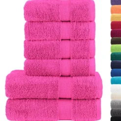 Linnengoed*vidaXL 6-delige Handdoekenset SOLUND 600 g/m² Roze