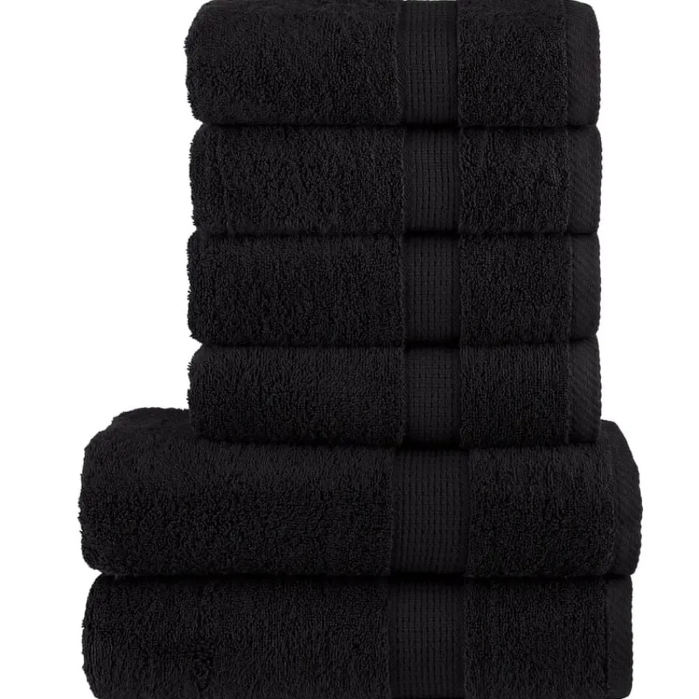 Linnengoed*vidaXL 6-delige Handdoekenset SOLUND 600 g/m² Zwart