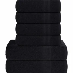 Linnengoed*vidaXL 6-delige Handdoekenset FROGN 360 g/m² Zwart