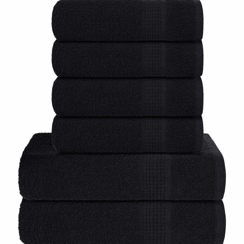 Linnengoed*vidaXL 6-delige Handdoekenset FROGN 360 g/m² Zwart