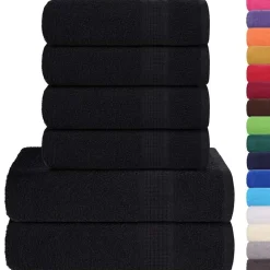 Linnengoed*vidaXL 6-delige Handdoekenset FROGN 360 g/m² Zwart