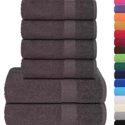 Linnengoed*vidaXL 6-delige Handdoekenset FROGN 360 g/m² Antraciet