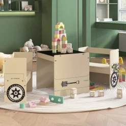 Meubelen Voor Baby'S & Peuters*vidaXL 3-delige Kindertafel- en stoelenset off-road-auto-ontwerp MDF Beige