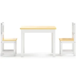3-delige Kindertafel- en stoelenset MDF wit en grijs><noscript><img width=