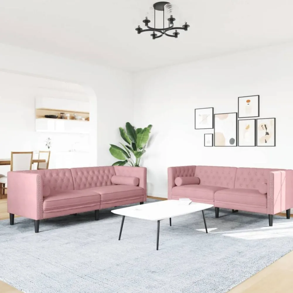 2-delige Loungeset Chesterfield met bolsters fluweel>vidaXL New