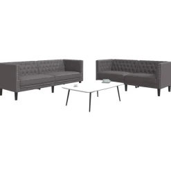 2-delige Loungeset Chesterfield-stijl kunstleer>vidaXL Outlet