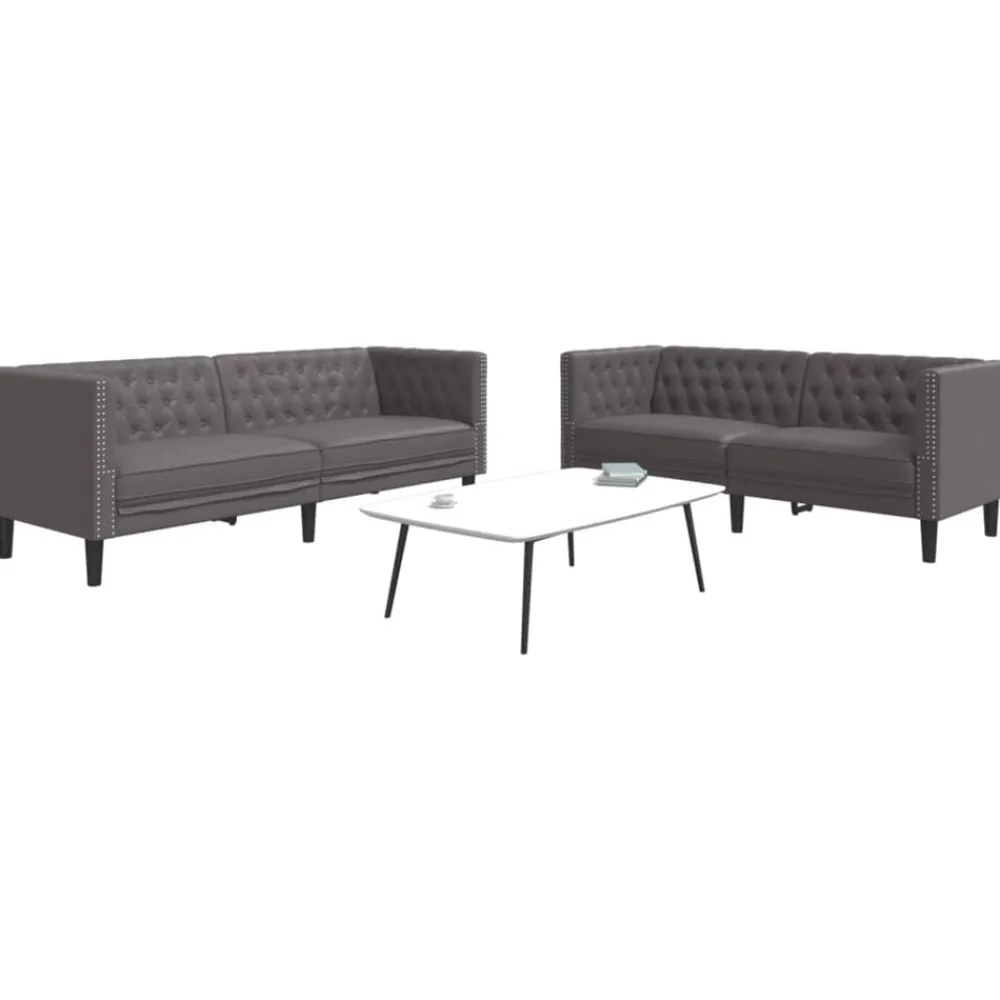 2-delige Loungeset Chesterfield-stijl kunstleer>vidaXL Outlet