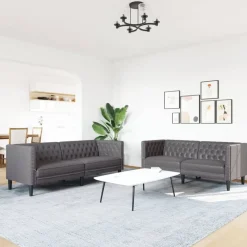 2-delige Loungeset Chesterfield-stijl kunstleer><noscript><img width=