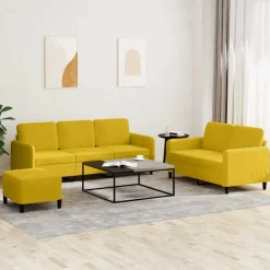 Banken*vidaXL 3-delige Loungeset fluweel Geel
