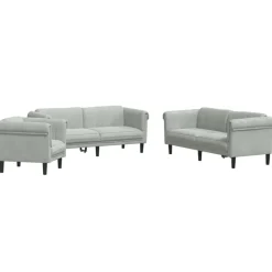 Banken*vidaXL 3-delige Loungeset fluweel lichtgrijs