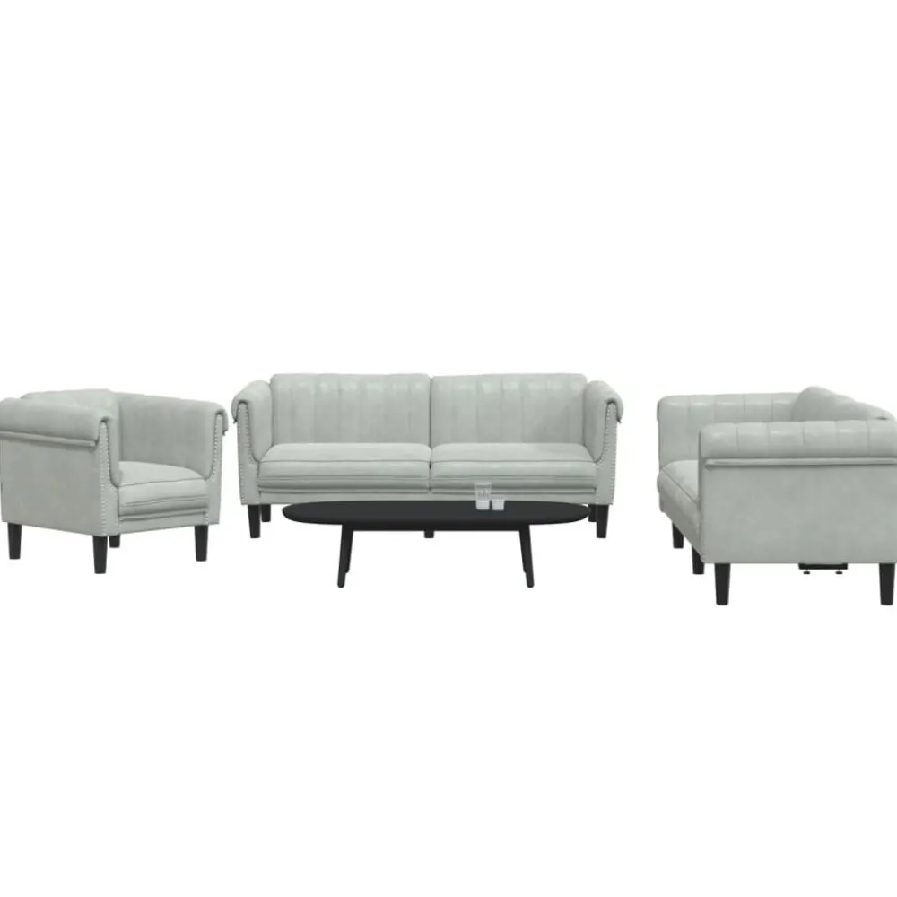 Banken*vidaXL 3-delige Loungeset fluweel lichtgrijs