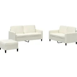 Banken*vidaXL 3-delige Loungeset fluweel crèmekleurig