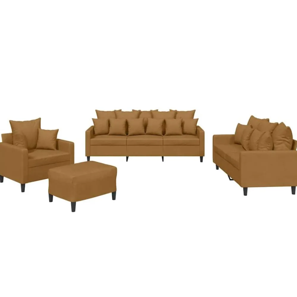Banken*vidaXL 4-delige Loungeset met kussens fluweel Bruin