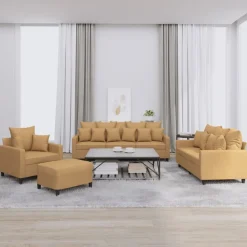 Banken*vidaXL 4-delige Loungeset met kussens fluweel Bruin