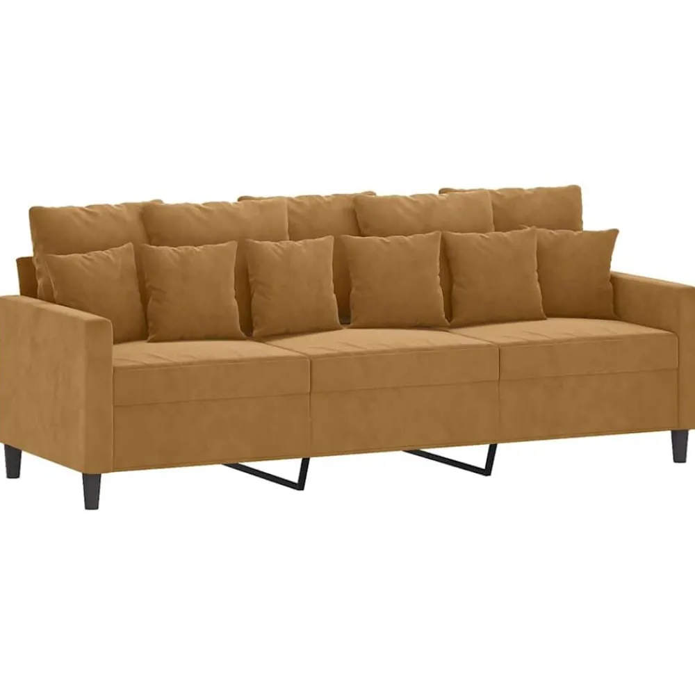 Banken*vidaXL 4-delige Loungeset met kussens fluweel Bruin