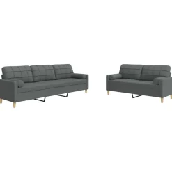 2-delige Loungeset met sierkussens stof>vidaXL New