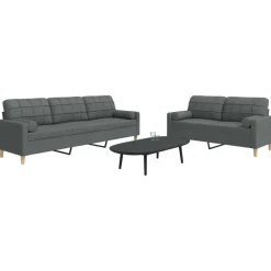 2-delige Loungeset met sierkussens stof>vidaXL New
