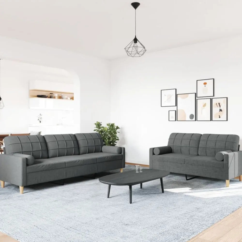2-delige Loungeset met sierkussens stof>vidaXL New
