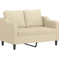 Banken*vidaXL 2-delige Loungeset met kussens stof crèmekleurig Crème