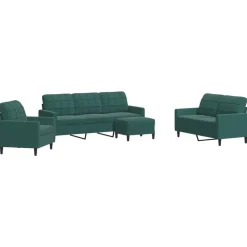 Banken*vidaXL 4-delige Loungeset met kussens fluweel Donkergroen