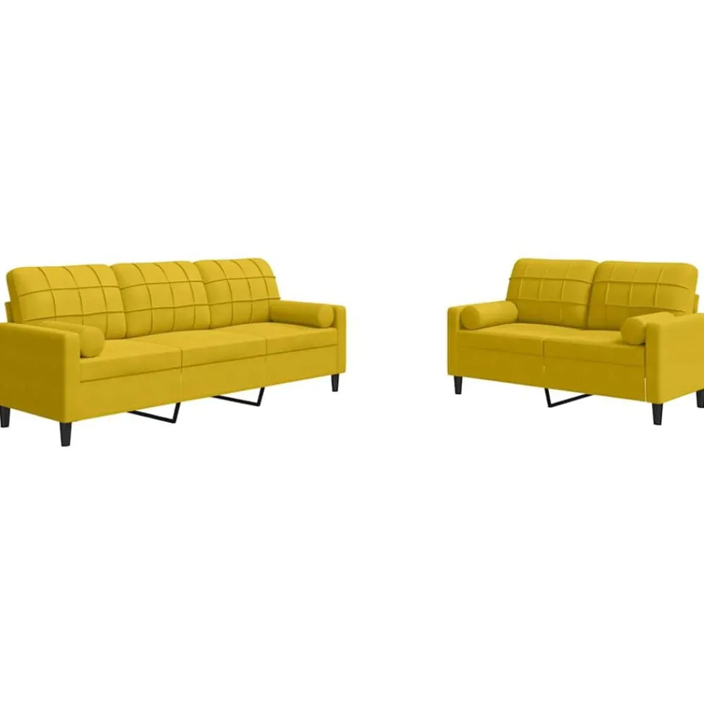 Banken*vidaXL 2-delige Loungeset met kussens en bolsters fluweel Geel