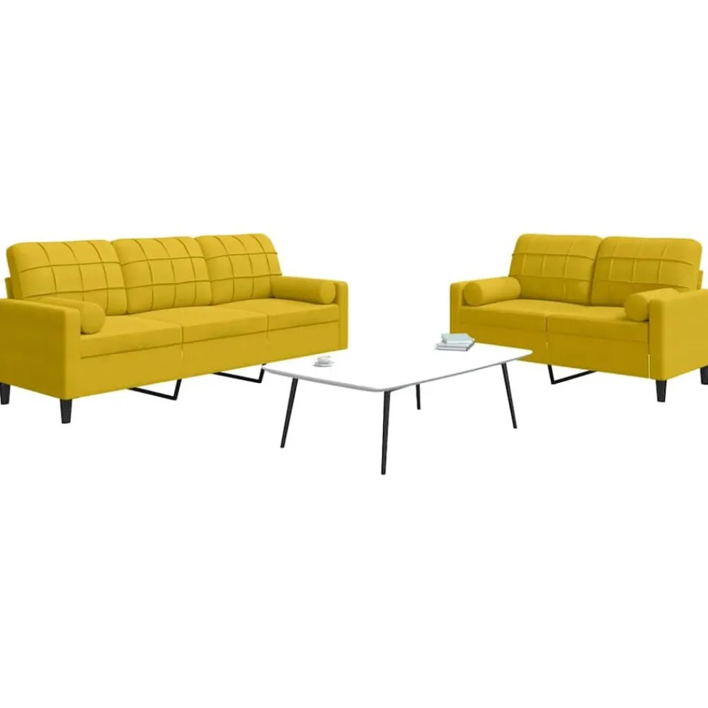 Banken*vidaXL 2-delige Loungeset met kussens en bolsters fluweel Geel