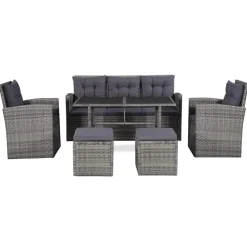 6-delige Loungeset met kussens poly rattan>vidaXL Discount