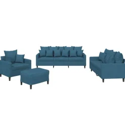 4-delige Loungeset met kussens fluweel>vidaXL