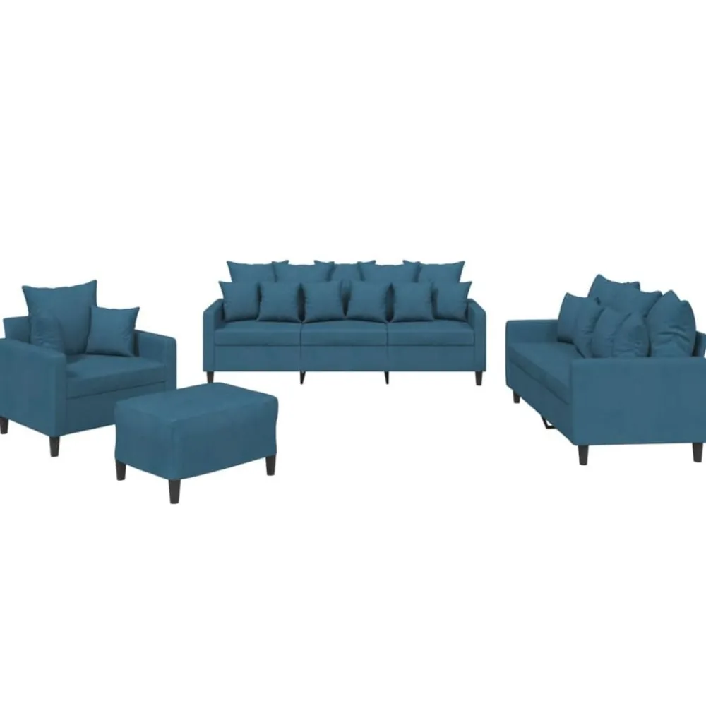 4-delige Loungeset met kussens fluweel>vidaXL