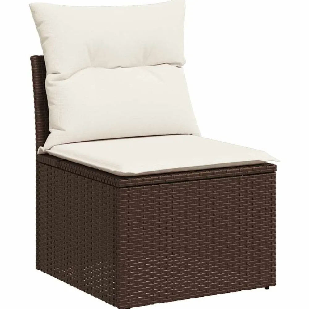 Tuinmeubelen*vidaXL 6-delige Loungeset met kussens poly rattan bruin Bruin en crème