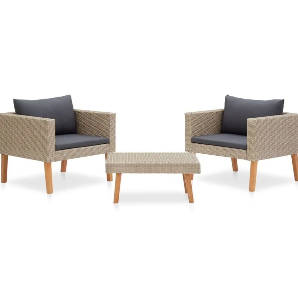3-delige Loungeset met kussens poly rattan>vidaXL Best