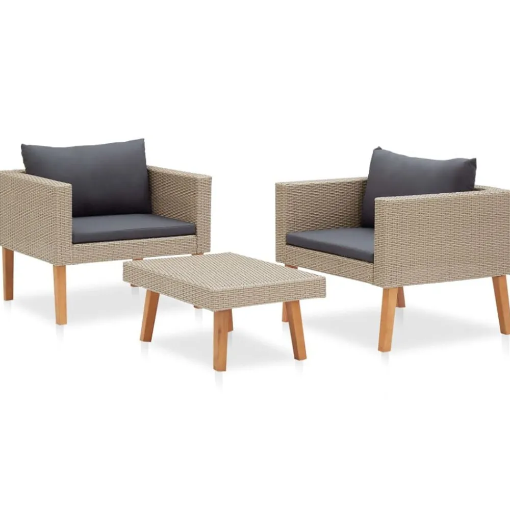 3-delige Loungeset met kussens poly rattan>vidaXL Best