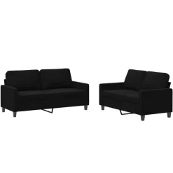 Banken*vidaXL 2-delige Loungeset met kussens fluweel Zwart