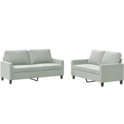 Banken*vidaXL 2-delige Loungeset met kussens fluweel Lichtgrijs