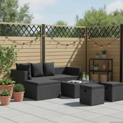 4-delige Loungeset met kussens poly rattan>vidaXL Best