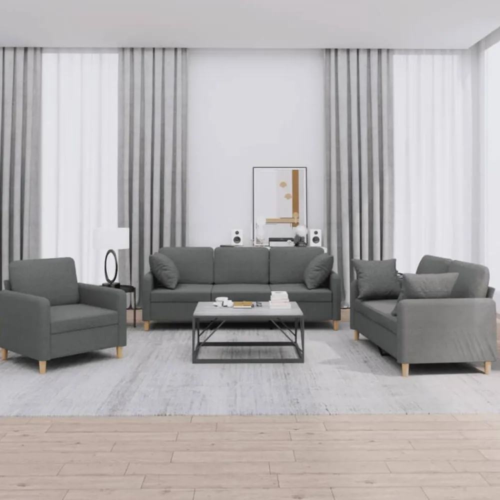 3-delige Loungeset met kussens stof>vidaXL