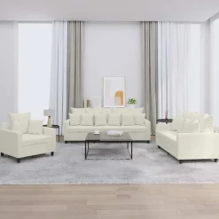 3-delige Loungeset met kussens fluweel crèmekleurig>vidaXL Hot