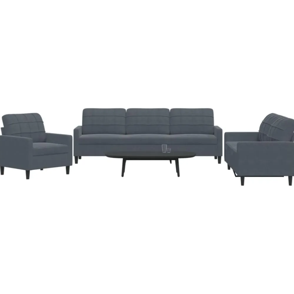 3-delige Loungeset met kussens fluweel>vidaXL New