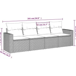 4-delige Loungeset met kussens poly rattan beige><noscript><img width=