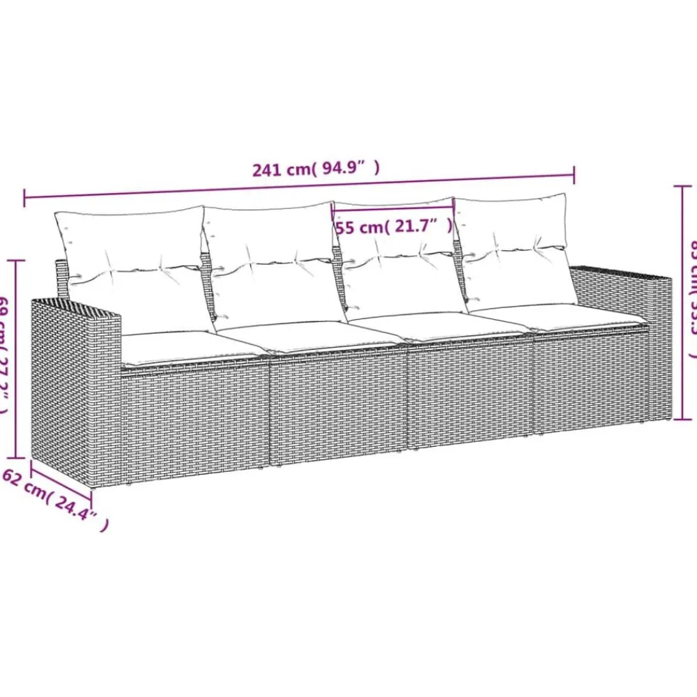 4-delige Loungeset met kussens poly rattan beige>vidaXL Hot