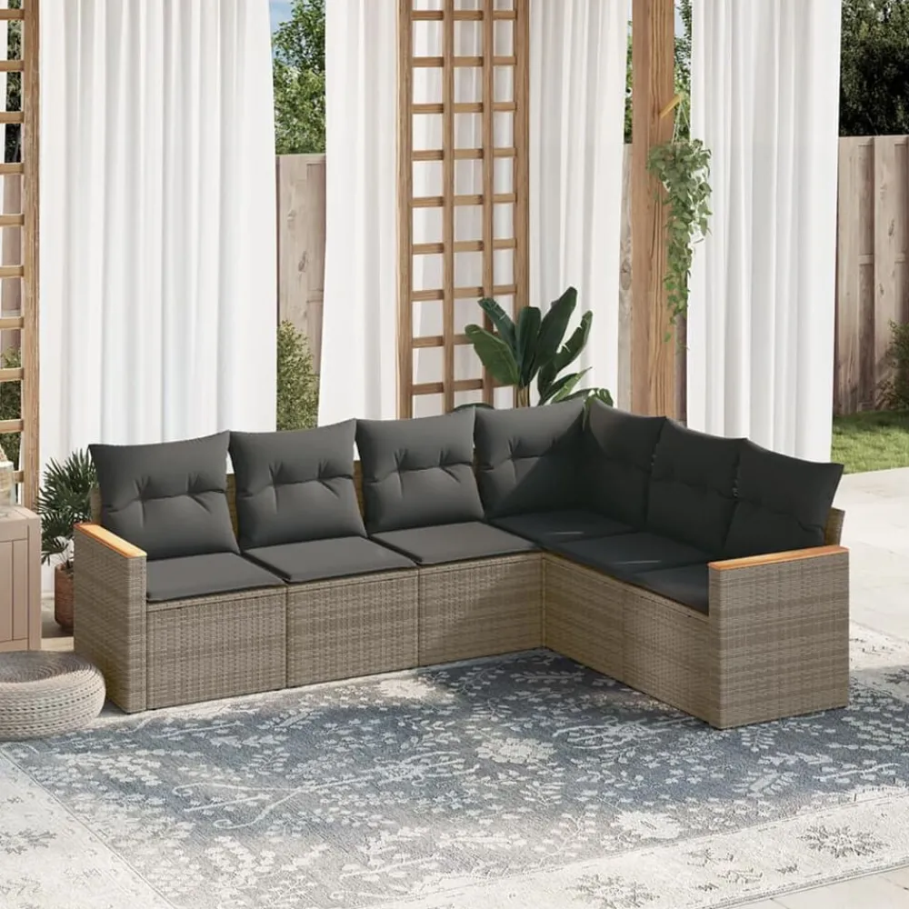 6-delige Loungeset met kussens poly rattan>vidaXL Clearance