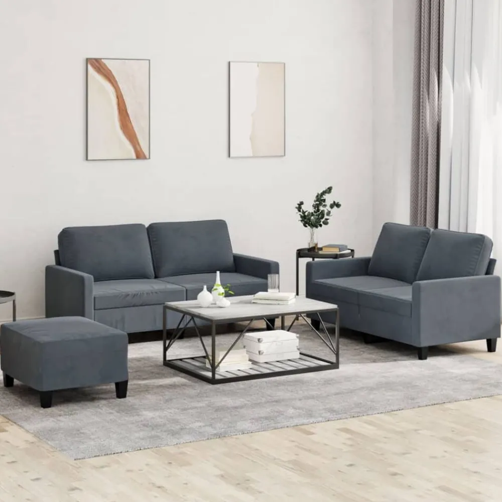 3-delige Loungeset met kussens fluweel>vidaXL Sale