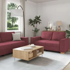Banken*vidaXL 2-delige Loungeset met kussens stof Wijnrood