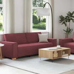 Banken*vidaXL 2-delige Loungeset met kussens stof Wijnrood
