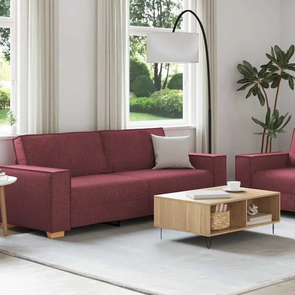 Banken*vidaXL 2-delige Loungeset met kussens stof Wijnrood