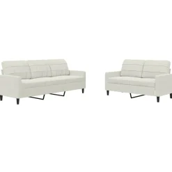 2-delige Loungeset met kussens fluweel crèmekleurig>vidaXL Online