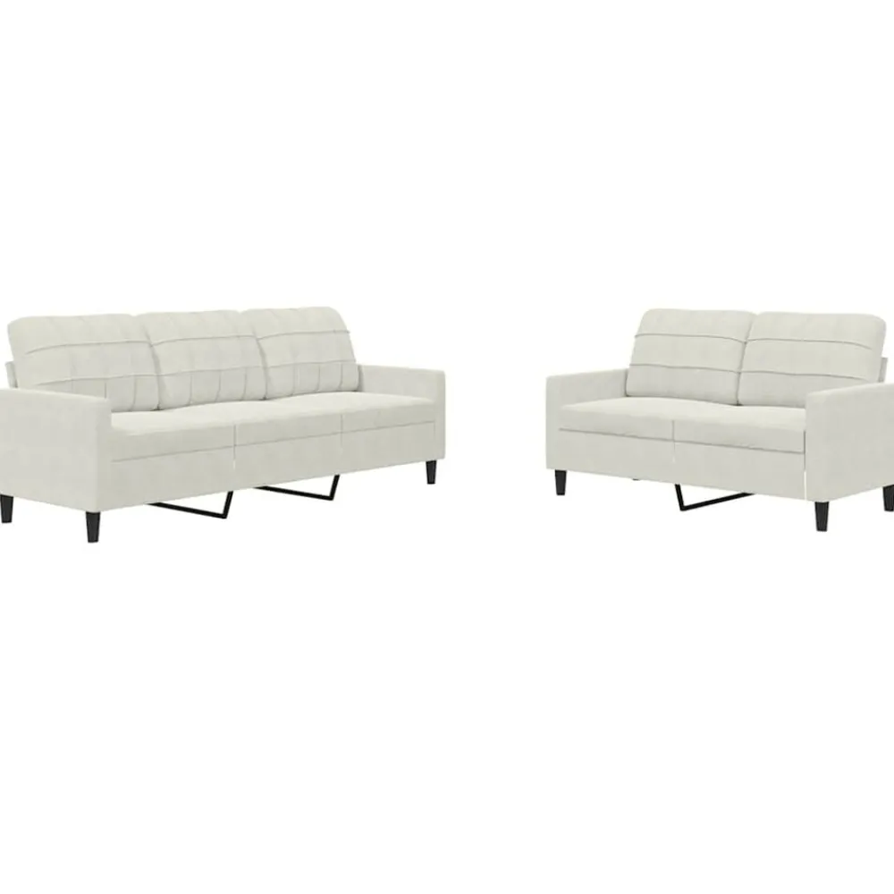 2-delige Loungeset met kussens fluweel crèmekleurig>vidaXL Online